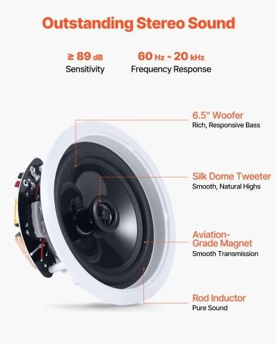 VEVOR Bluetooth lubiniai garsiakalbiai su stiprintuvu, 165 mm, 4 vnt.