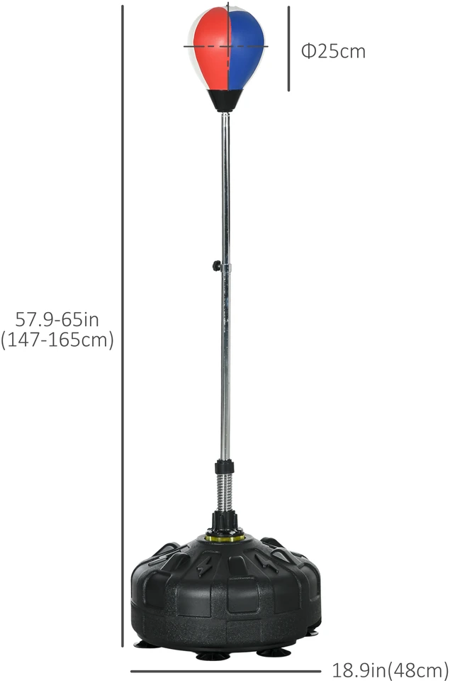 Aosom Bokso kamuolio stovas, reguliuojamas aukštis 147-165 cm, užpildomas pagrindas, plienas, juoda, raudona, balta