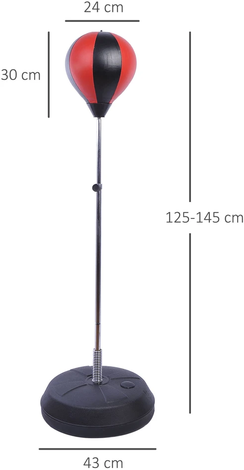 Aosom Bokso kamuolių rinkinys su stovu, reguliuojamas 125-145 cm, raudona / juoda