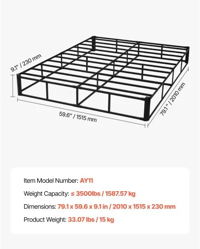 Koduva Box spring lovos rėmas Queen dydžiui, VEVOR AY11, plaunamas audinys, metalinis rėmas, 2010 x 1515 x 230 mm