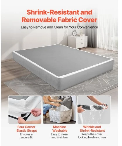 Koduva Box spring lovos rėmas Queen dydžiui, VEVOR AY11, plaunamas audinys, metalinis rėmas, 2010 x 1515 x 230 mm