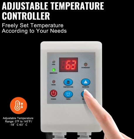 VEVOR Būgno šildytuvas, 18,93 l, 250 W, reguliuojamas 0-63 °C