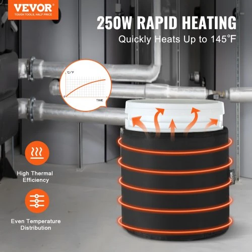 VEVOR Būgno šildytuvas, 18,93 l, 250 W, reguliuojamas 0-63 °C