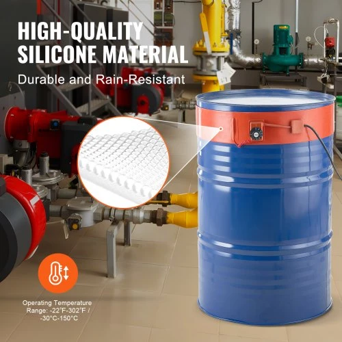 VEVOR Būgno šildytuvas, 208,2 l, 1200 W, silikoninis, reguliuojama 30-150 °C