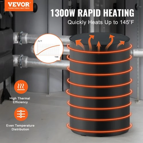 VEVOR Būgno šildytuvas DHM-55-DT, 208,2 l, 1300 W, reguliuojamas 0-63 °C