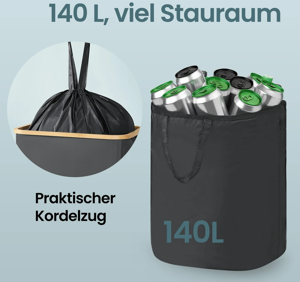 Koduva Butelių rūšiavimo konteineris 100 l su dangčiu ir vidiniu maišu, pilkai smėlinis