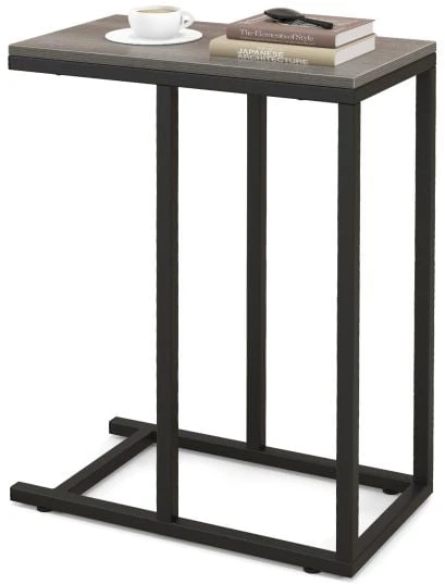 Sofa Promotion C formos šoninis staliukas su metaliniu rėmu, pilkas