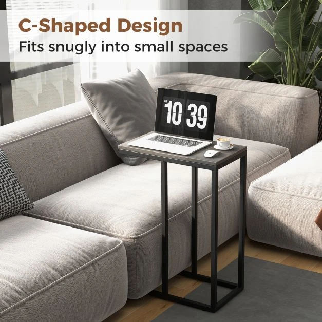 Sofa Promotion C formos šoninis staliukas su metaliniu rėmu, pilkas