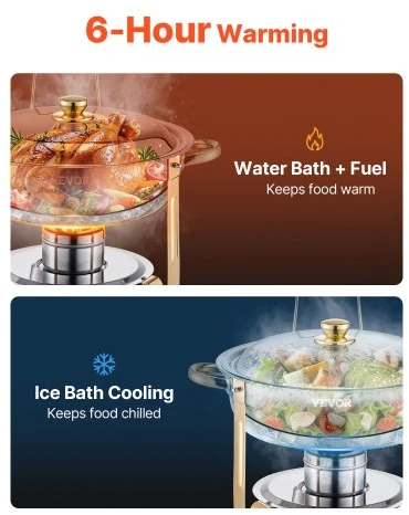 Koduva Chafing dish komplektas VEVOR, 5 Qt, 4 vnt., nerūdijančio plieno, auksinis