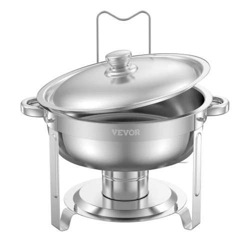 Koduva Chafingo indų rinkinys VEVOR, 5 Qt, 4 vnt., nerūdijančio plieno, sidabrinis