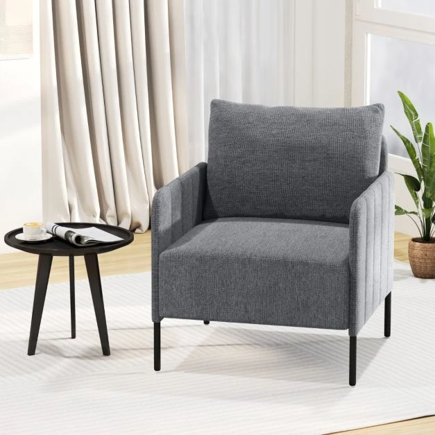 Promotion Chenille Vienvietė Sofa su Pagalvėle Pilka