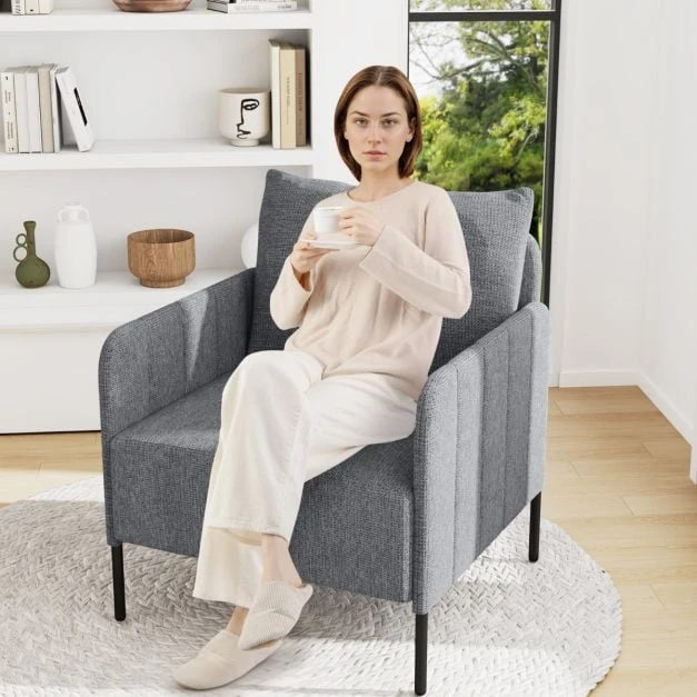 Promotion Chenille Vienvietė Sofa su Pagalvėle Pilka