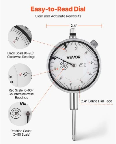 Koduva Ciferinis matuoklis VEVOR su magnetiniu lanksčiu stovu, 0,03 mm tikslumas, 0-25,4 mm