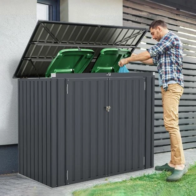 Promotion Cinkuoto metalo šiukšlių dėžė 2 konteineriams