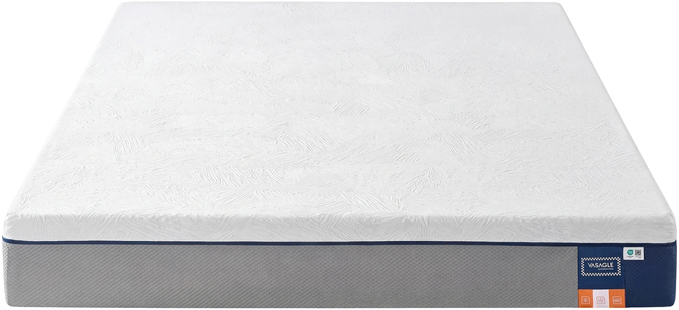 Songmics Čiužinys 160 x 200 x 20 cm, gelinės atminties putos, 7 zonų, vidutinio kietumo, mėlynas