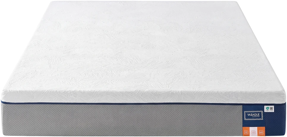 Songmics Čiužinys 160 x 200 x 25 cm, gelinės atminties putos, 7 zonų, vidutinio kietumo, mėlynas