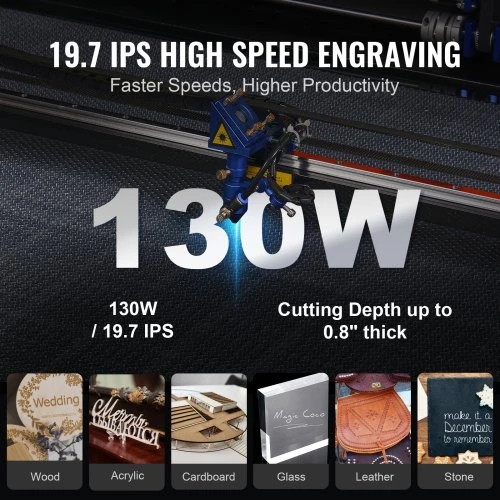 Koduva CO2 lazerinis graviravimo ir pjovimo įrenginys VEVOR KH1490, 130 W, 140 x 90 cm