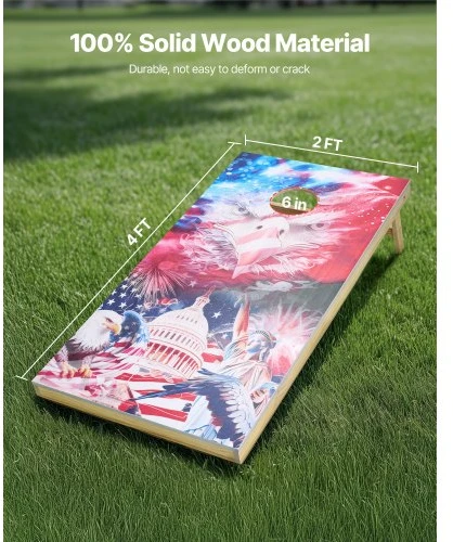 VEVOR Cornhole setas 4x2 ft, medinis, su 8 maišeliais ir nešiojimo dėklu