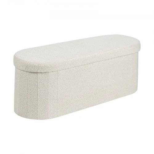 Koduva Daiktadėžė-pufas VEVOR, sulankstomas, teddy fleece apmušalas, smėlio spalvos, 110 x 38 x 38 cm