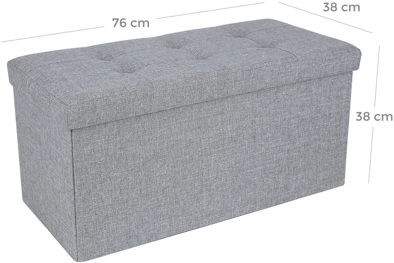 Songmics Daiktadėžė-sėdmaišis, 76 x 38 x 38 cm, šviesiai pilka marginta, lininė, iki 300 kg
