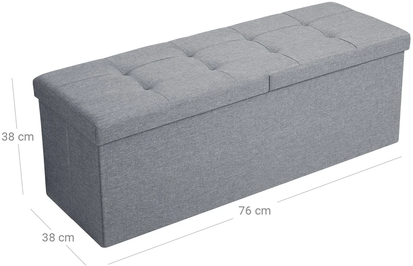 Koduva Daiktadėžė-sėdmaišis su pakeliamu dangčiu, 110 x 38 x 38 cm, šviesiai pilka