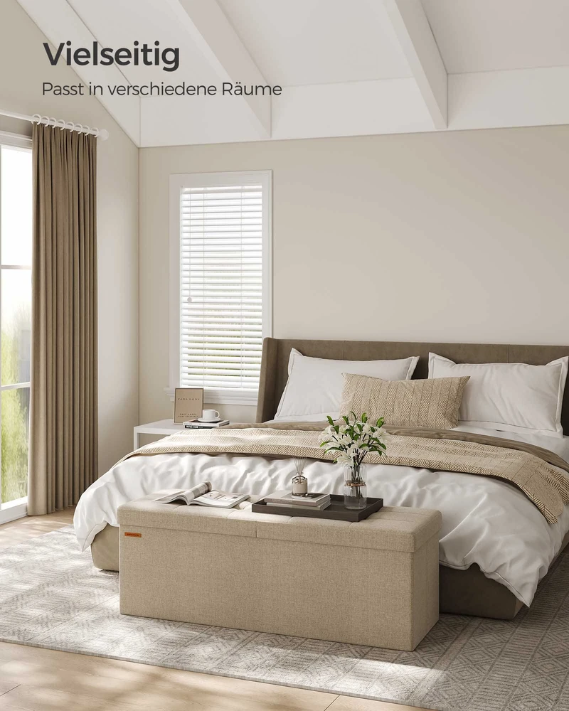 Songmics Daiktadėžė-soliukas su laikymo vieta, 38 x 110 x 38 cm, kamelės ruda, 131 l