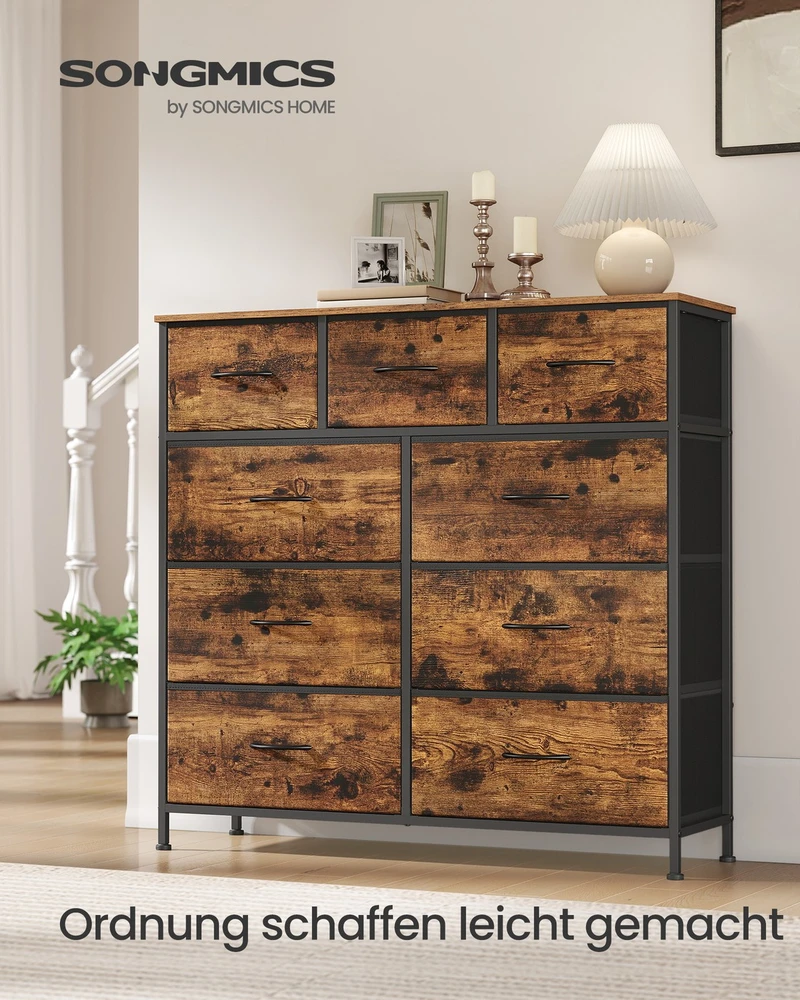 Koduva Daiktų laikymo spintelė su medžiaginiais stalčiais, 30 x 98,8 x 95,2 cm, ruda, juoda