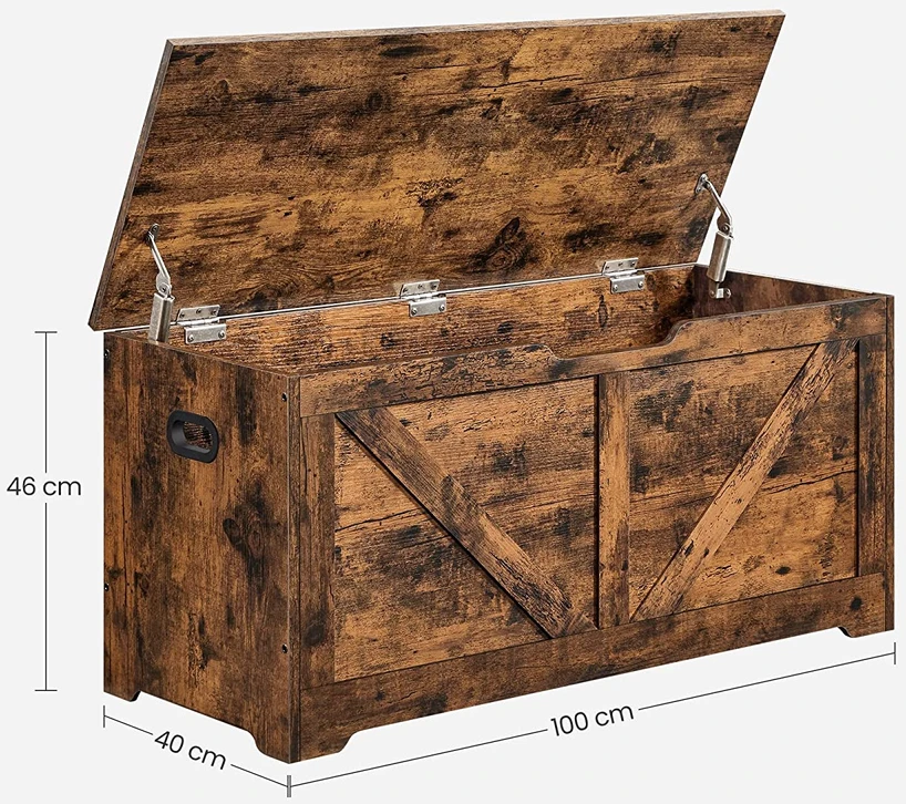 Koduva Daiktų laikymo suoliukas, vintažinės rudos spalvos, medžio drožlių plokštė, 100 x 40 x 46 cm