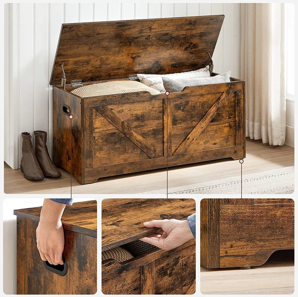 Koduva Daiktų laikymo suoliukas, vintažinės rudos spalvos, medžio drožlių plokštė, 100 x 40 x 46 cm