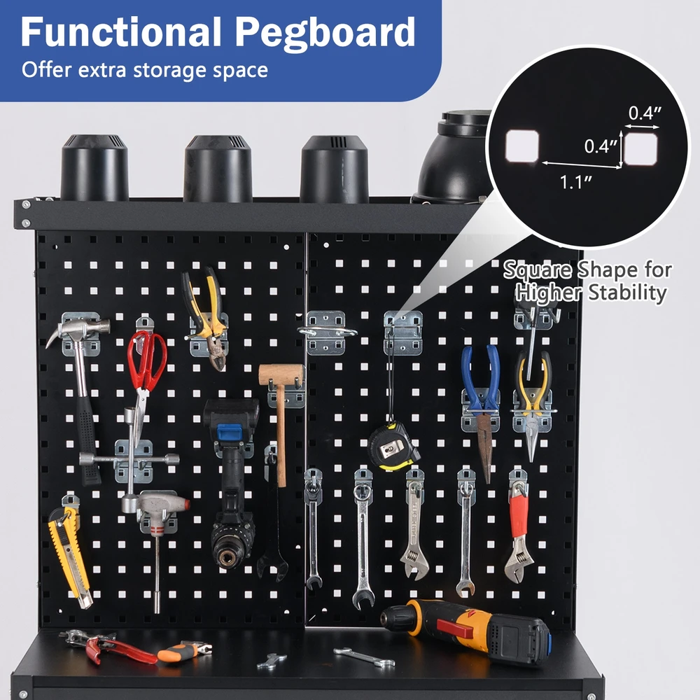 Promotion Darbo stalas su perforuota plokšte ir stalčiumi, 81 x 41 cm, juodas