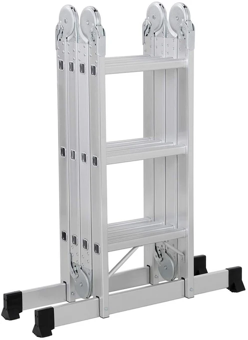 Songmics Daugiafunkcės kopėčios, aliumininės, sidabrinės, 350 cm, 12 pakopų, iki 150 kg