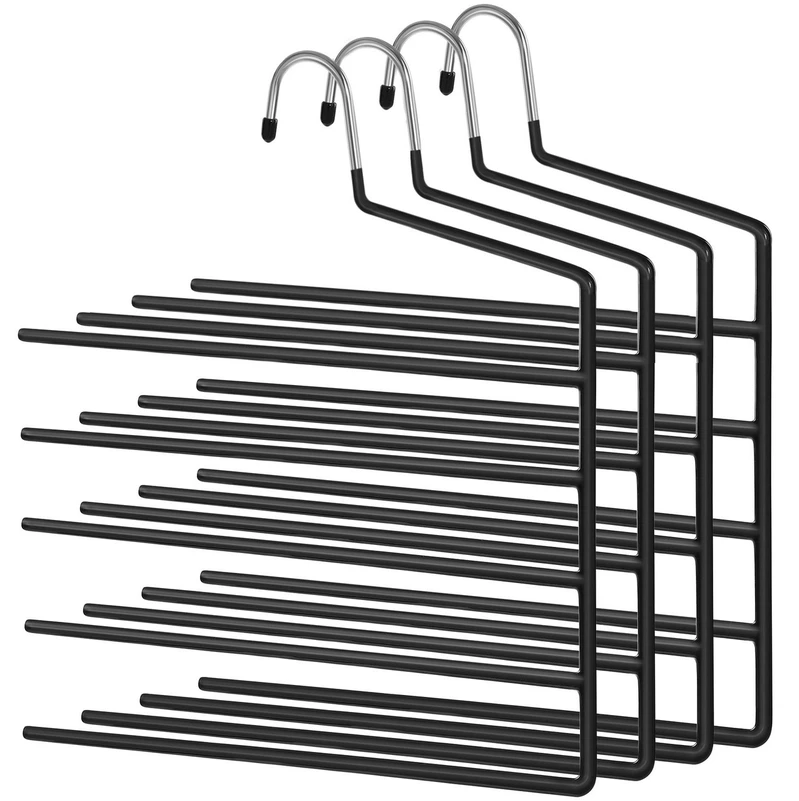 Koduva Daugiafunkciai kelnių pakabos, 4 vnt., juodi, metalas su PVC danga, 32 x 0,5 x 35 cm