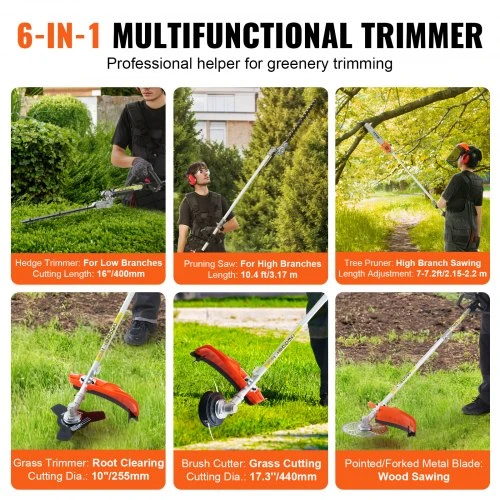 Koduva Daugiafunkcis benzininis trimeris VEVOR F52-C, 6 viename, 52 cc