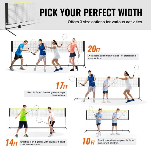 VEVOR Daugiafunkcis sporto tinklas DKS-15100, reguliuojamo aukščio, 510 x 155 x 103 cm