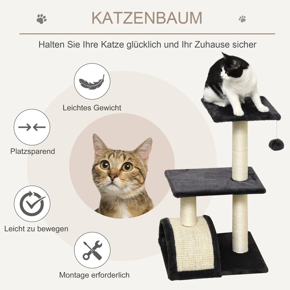 Koduva Daugiapakopė kačių draskyklė su platforma, 72 cm, pilka
