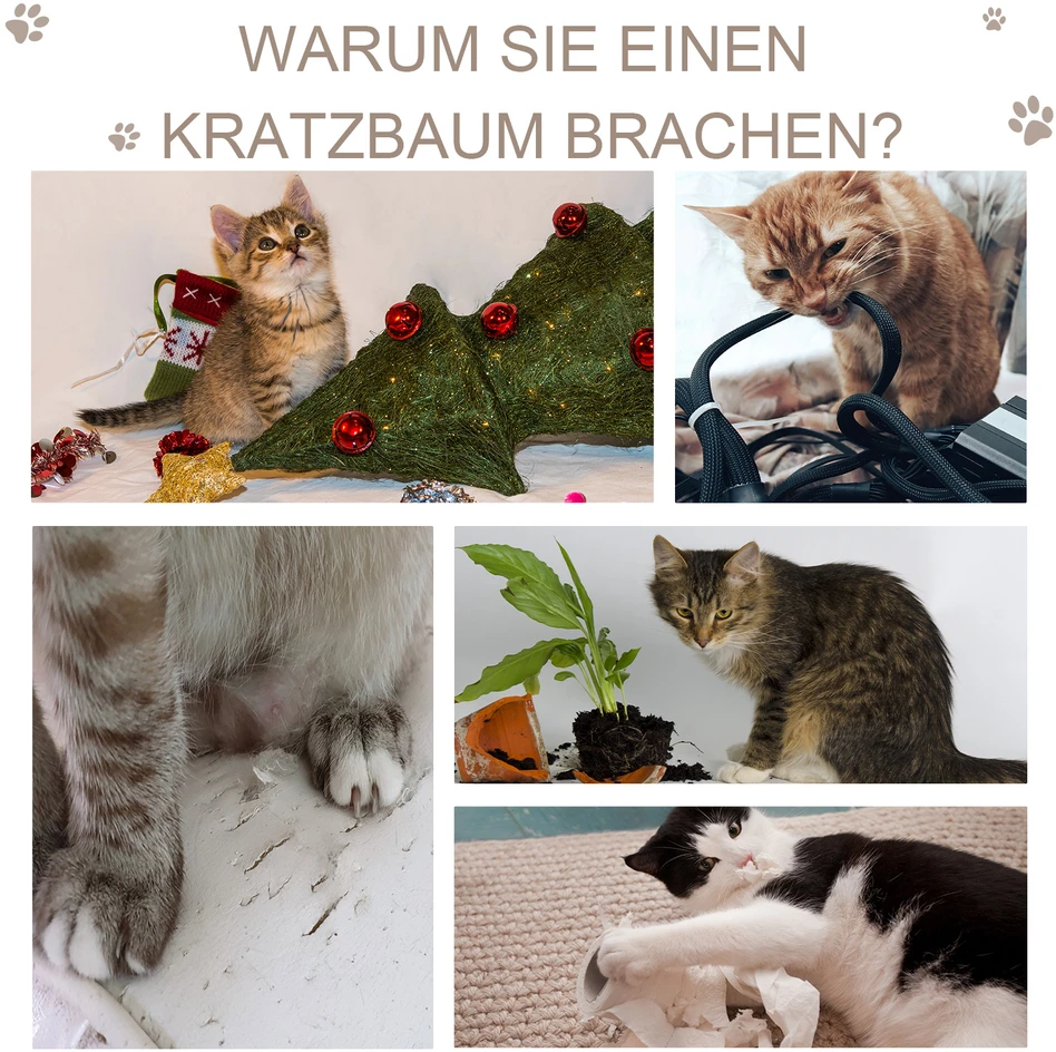 Koduva Daugiapakopė kačių draskyklė su platforma, 72 cm, pilka