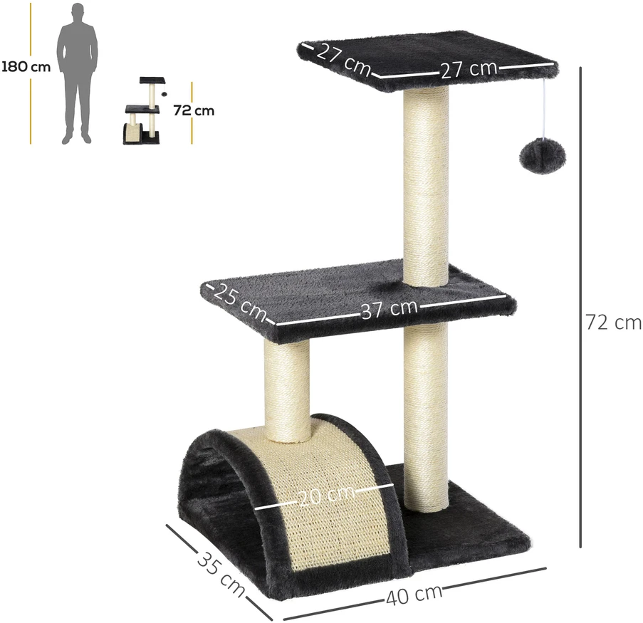 Koduva Daugiapakopė kačių draskyklė su platforma, 72 cm, pilka