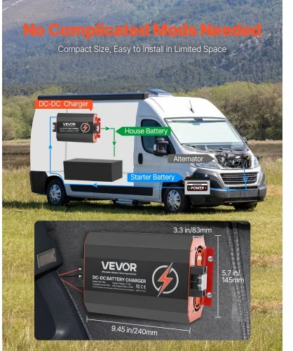 Koduva DC į DC akumuliatorių įkroviklis VEVOR SDC-60A, 12 V, 60 A, 750 W