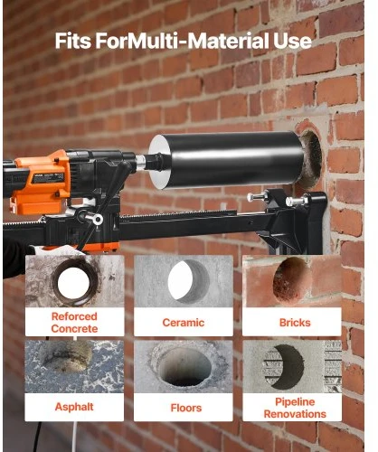 Koduva Deimantinė gręžimo mašina VEVOR CF-9255C su stovu, 20-254 mm, 2500 W, su 10 grąžtų