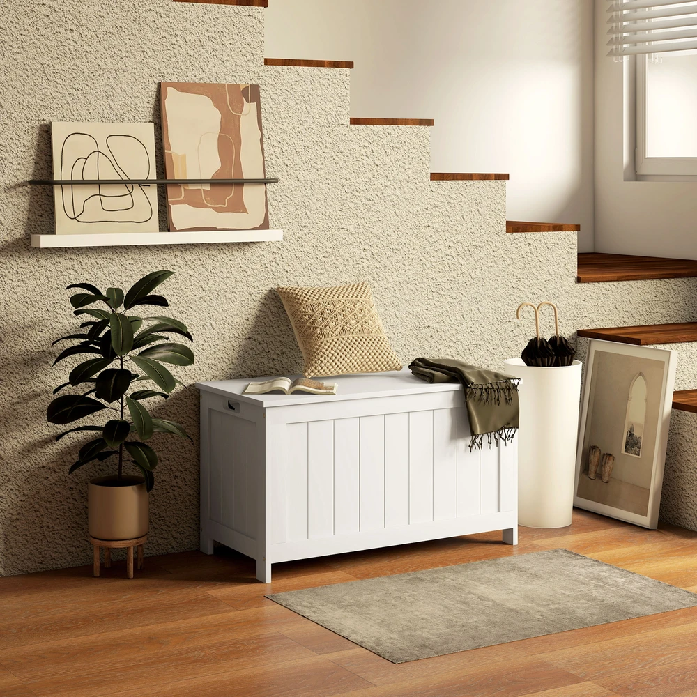 Aosom Dėžė daiktams, MDF, balta, 81 x 40 x 46 cm