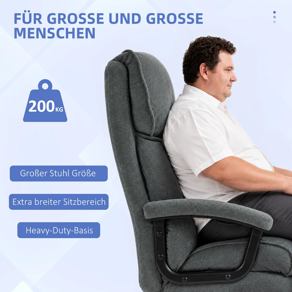 Aosom Didelis aukštas biuro krėslas, pilkas, iki 200 kg