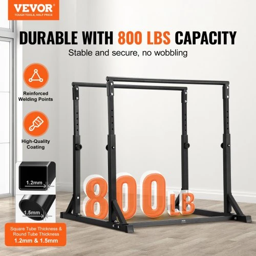 VEVOR Dip bar stovas FA004, reguliuojamas aukštis, apkrova iki 363 kg, 126 x 121 x 125 cm