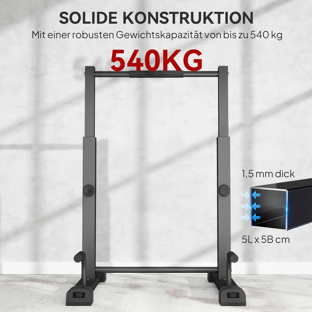 Aosom Dip stotis, prisitraukimų stovai, reguliuojamas aukštis 93-117 cm, 540 kg, juoda