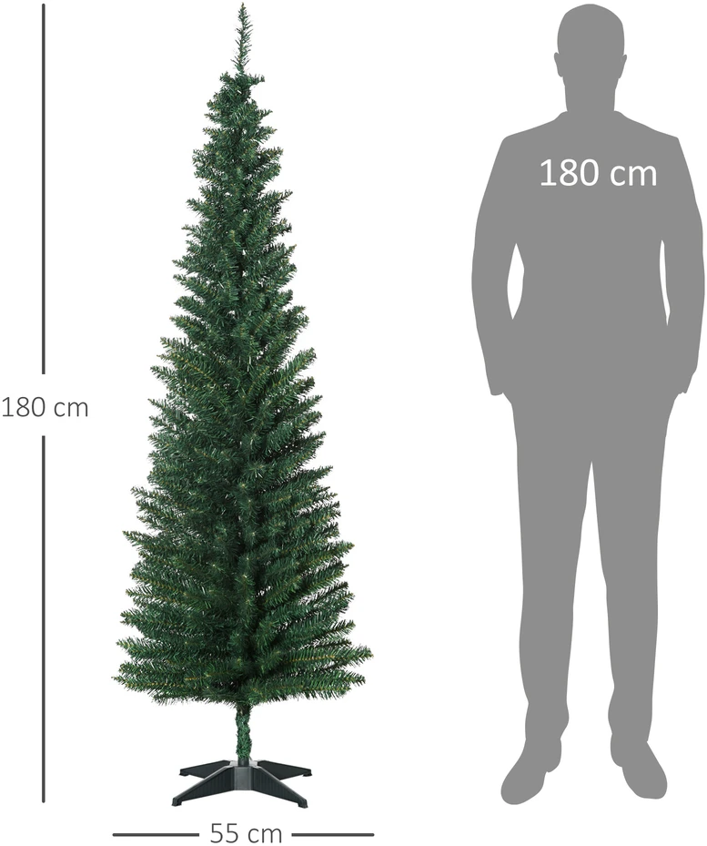 Aosom Dirbtinė 180 cm eglutė su 390 šakelių ir metaliniu stovu, žalia