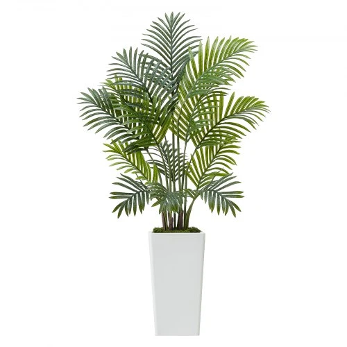 VEVOR Dirbtinė arekos palmė, 2 vnt., 122 cm, žalia, su baltu vazonu
