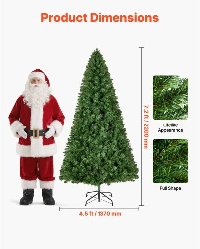 Koduva Dirbtinė kalėdinė eglutė VEVOR, žalia, 220 cm, 1346 šakelių galiukai