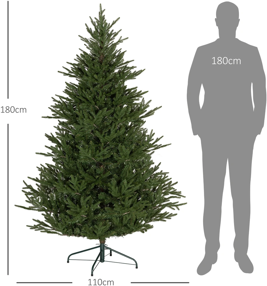 Aosom Dirbtinė Kalėdų eglė 183 cm, žalia, Ø 110 cm, su stovu