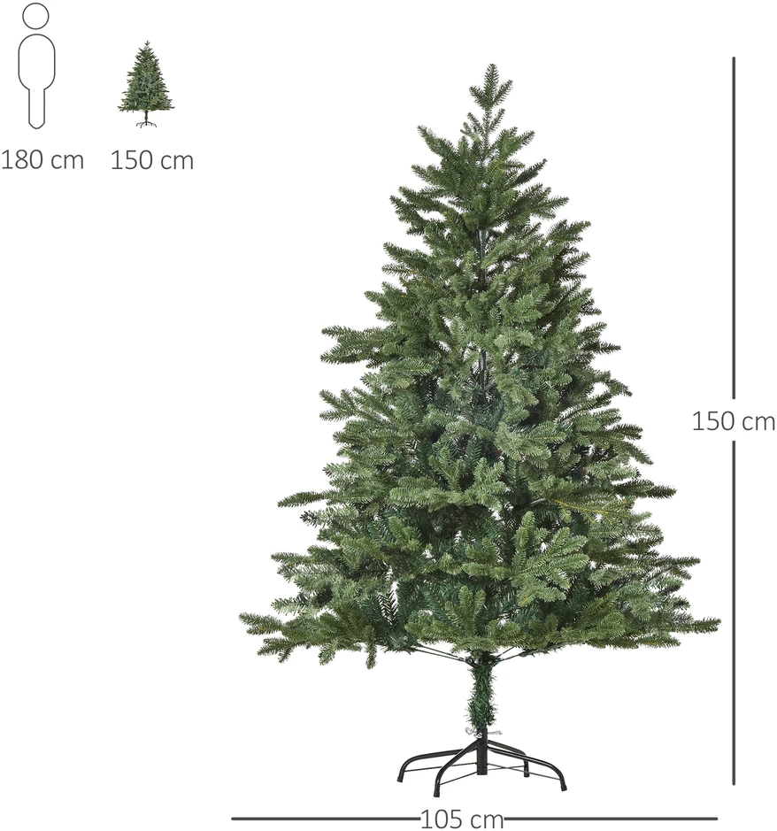 Aosom Dirbtinė Kalėdų eglutė, 150 cm, žalia