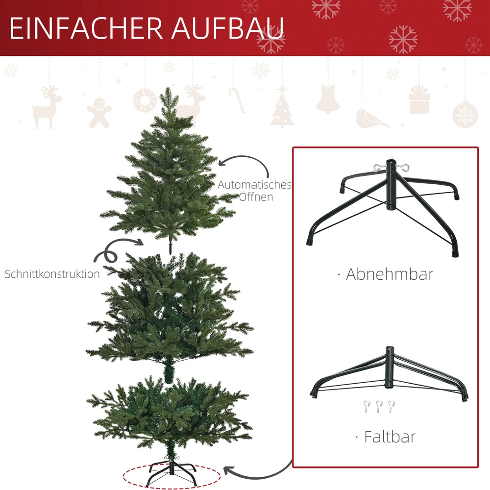Aosom Dirbtinė Kalėdų eglutė, 180 cm, žalia, PVC/PE, metalinis stovas