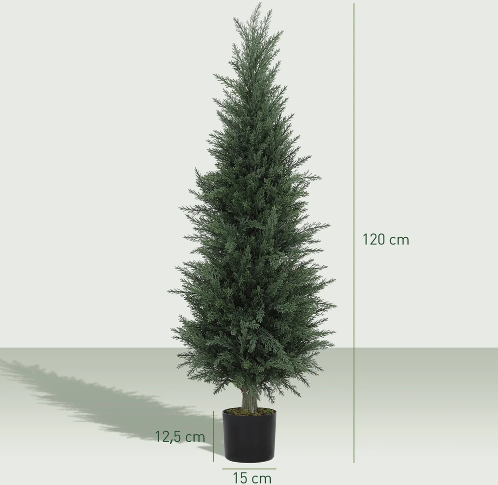 Aosom Dirbtinė kiparisų eglė su vazonu, 638 plastikiniai lapai, žalia, 120 cm